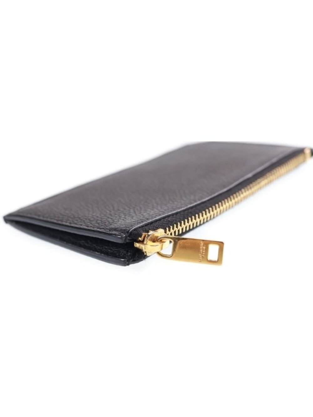 Saint Laurent Paris Embossed Leather Zip Fragment Case Black Coin Purse - Picture 5 of 6